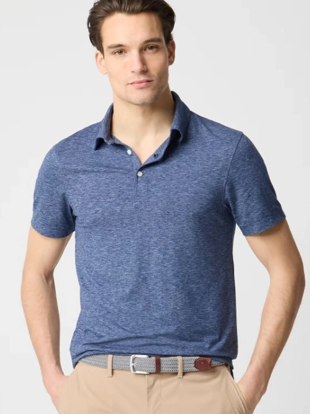 J crew heather union blue Performance polo shirt